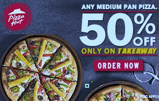 Get 50% off on Medium Pan pizza at Pizzahut resturant 2